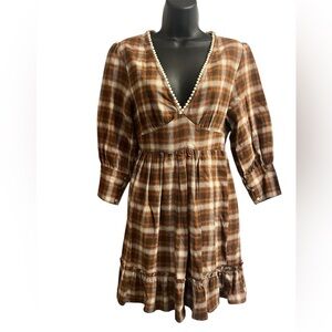 Coco & Jamieson Plaid V-Neck Dress Sz S